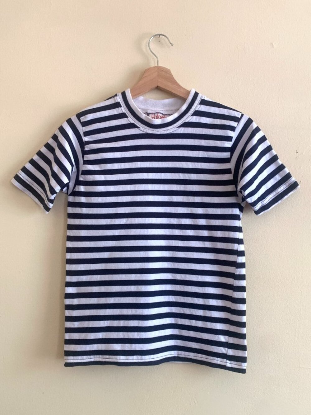 VINTAGE Rafaella Navy Striped Short Sleeve Top Size PS Tee